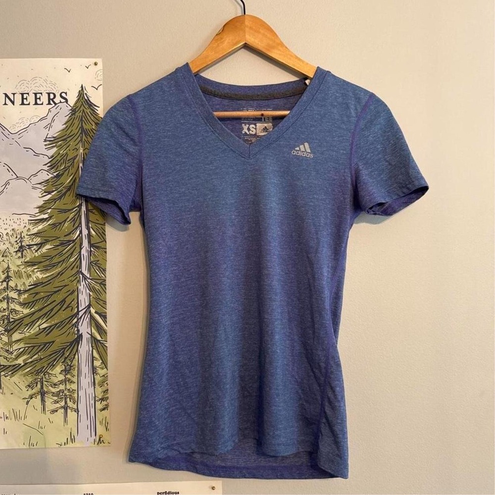 Adidas Blue Climalite Ultimate V-Neck Tee